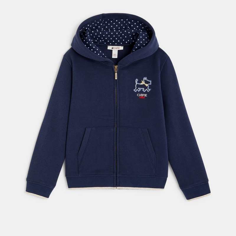 Gilet à capuche navy brodé Chipie bleu fille