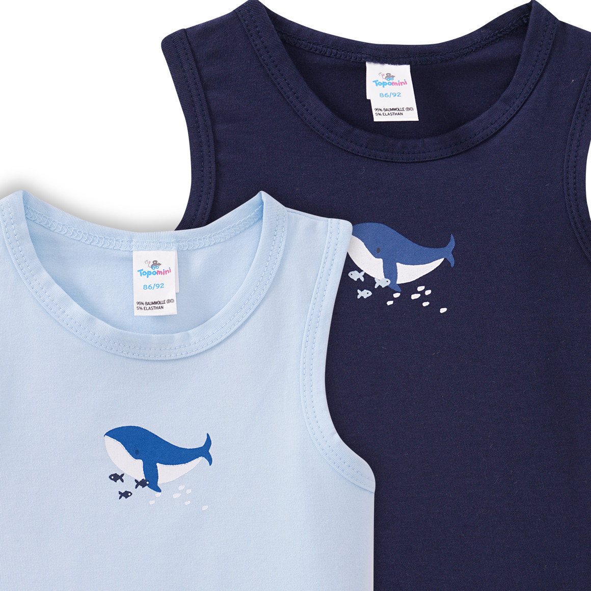 2 Jungen Unterhemden mit Wal-Print