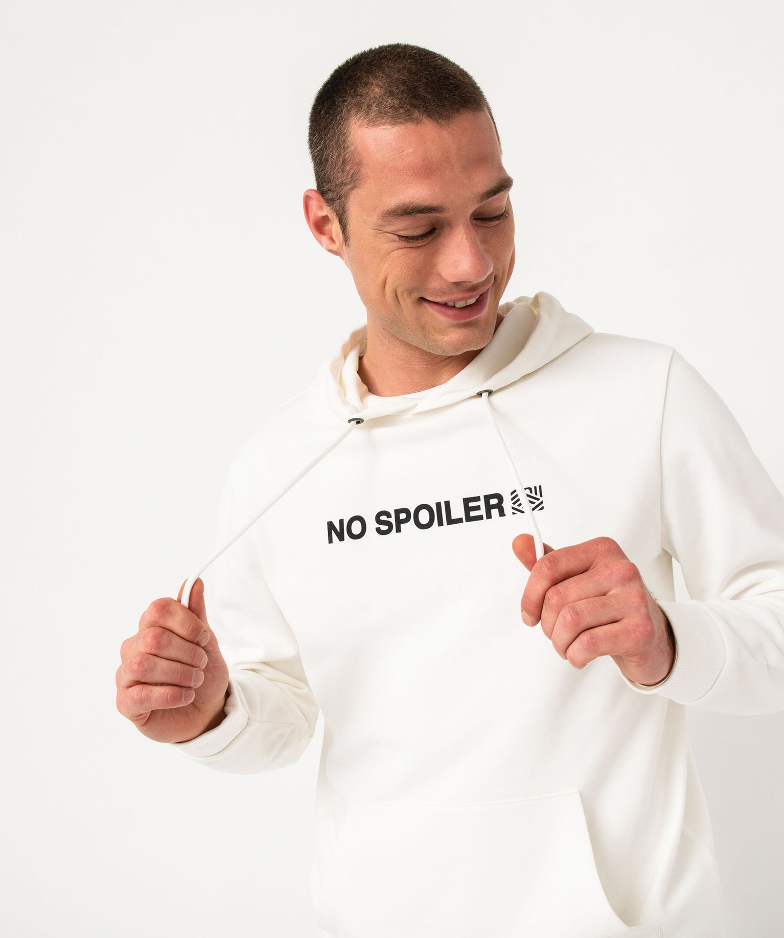 Sweat en molleton doux avec capuche homme blanc | GEMO