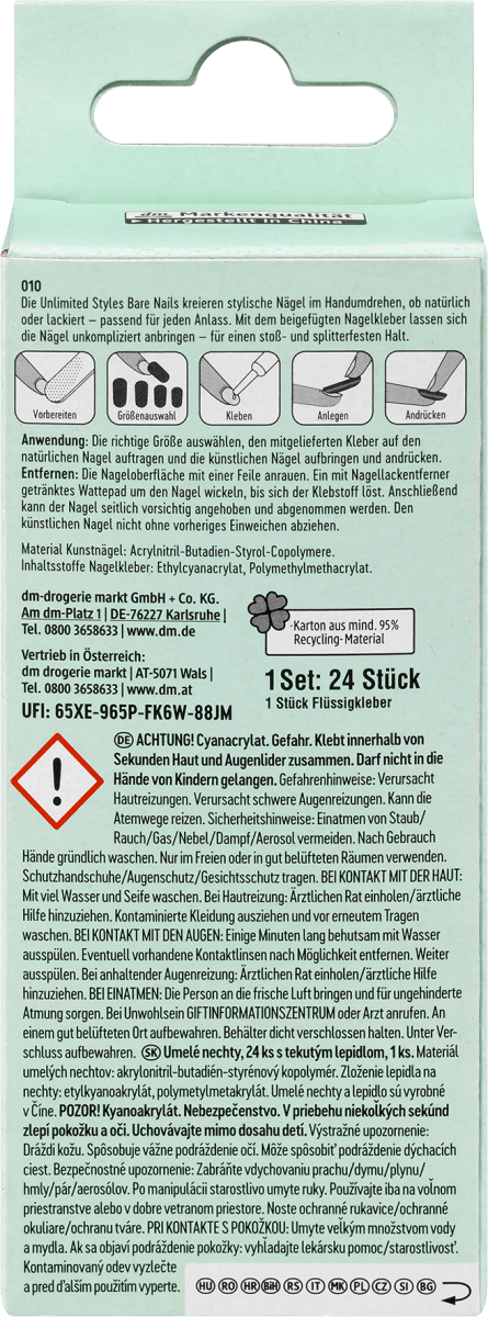 Künstliche Nägel Unlimited Style Bare, 24 St