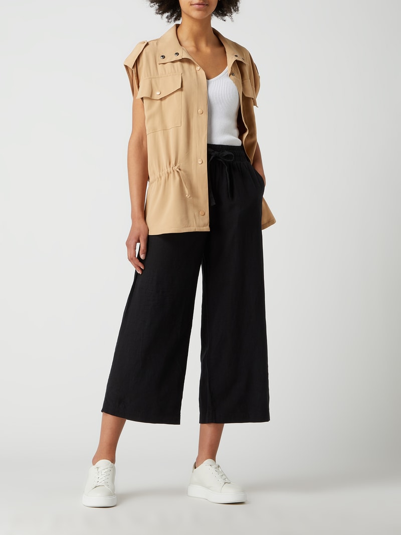 Weste mit Druckknopfleiste in camel meliert