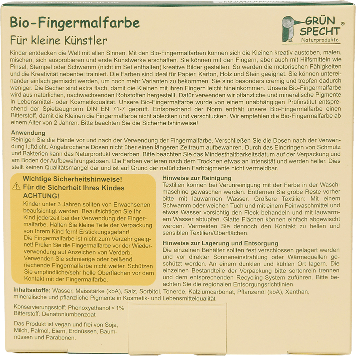 Fingermalfarbe (4 Farben), 1 St