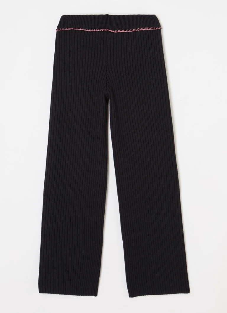Pantaloni cu croi larg, cu dungi ecru și amestec de lână.