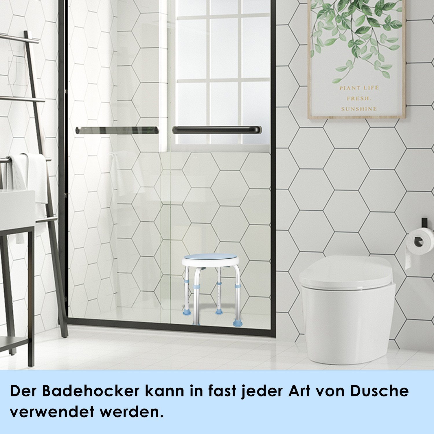 Gimisgu Duschhocker Duschhocker Badhocker Badehocker belastbar bis 136kg Duschstuhl