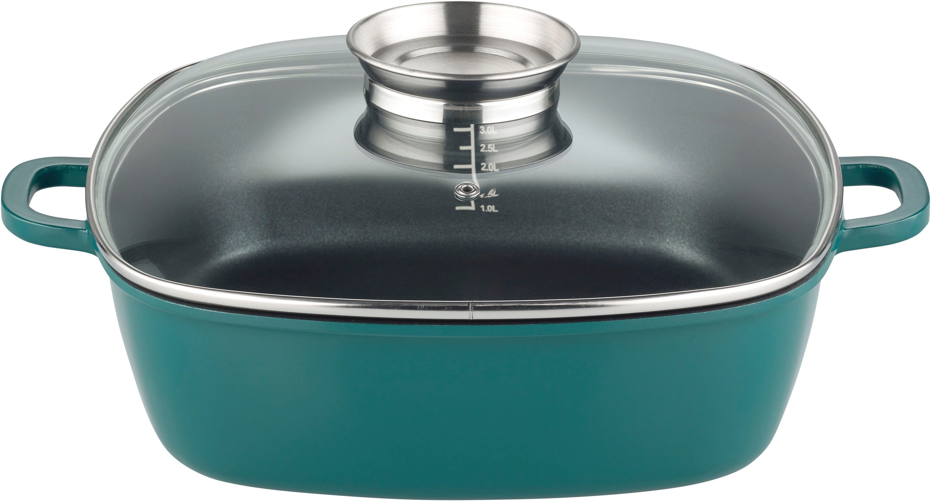 GSW Bräter Gourmet Green, Aluminiumguss (2-tlg), mehrfacher,langlebiger Antihaftversiegelung, Literskala