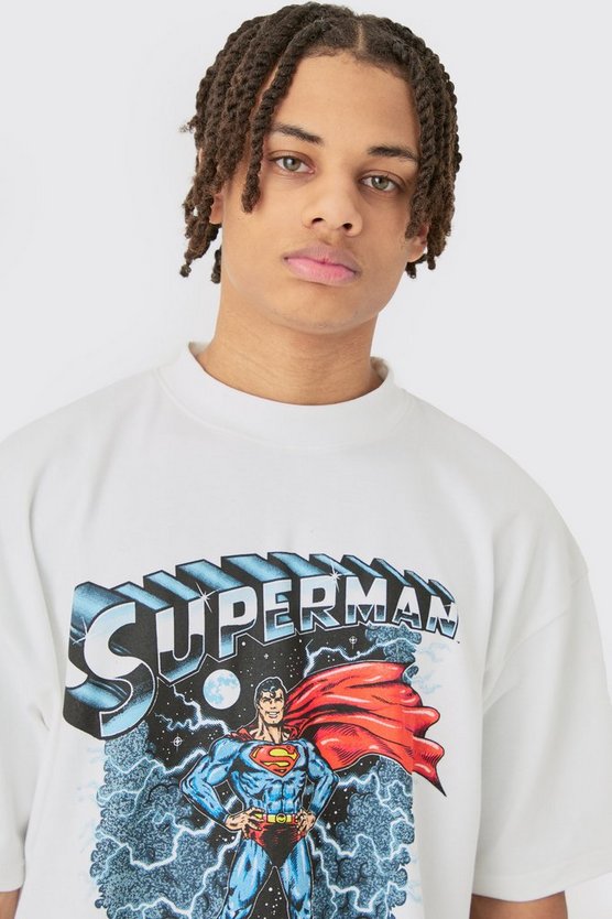 Oversize T-Shirt mit lizenziertem Superman-Print & Mesh-Shorts