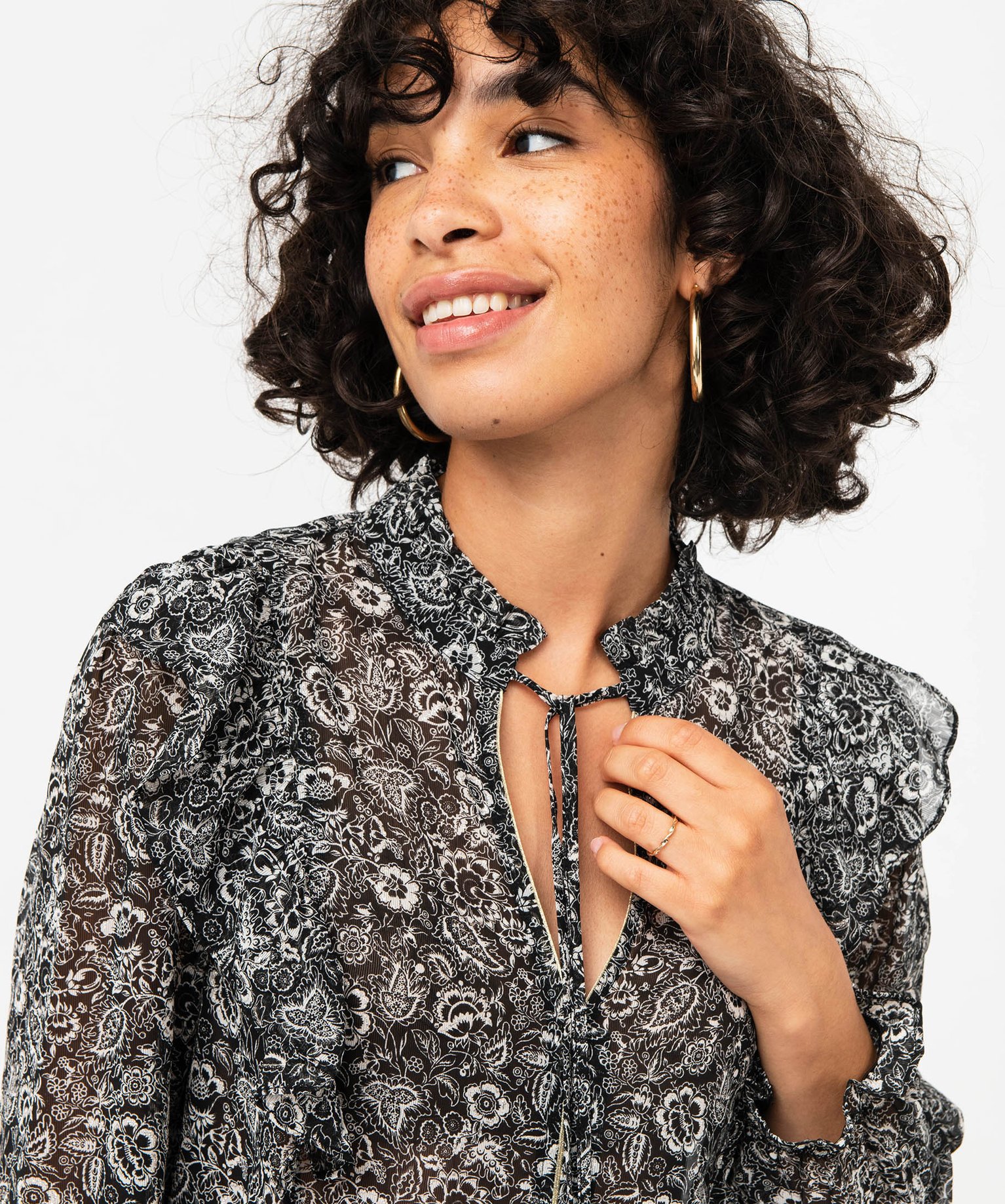 Blouse à manches longues à motifs fleuris femme imprime | GEMO