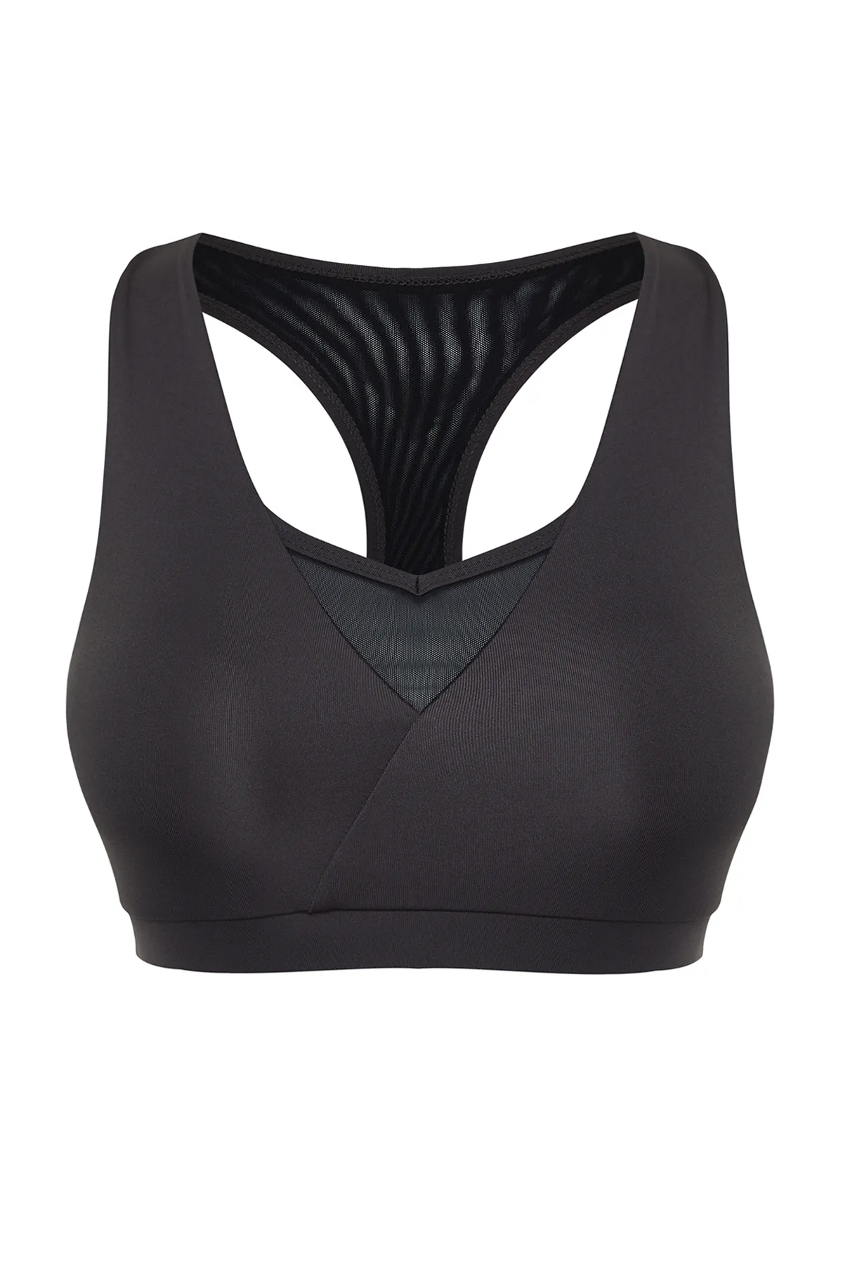 Trendyol Collection  Dunkelanthrazitfarbener gestrickter Sport-BH mit stützendem/formendem Tüll und detailliertem Neckholder-Kragen THMSS24SS00003