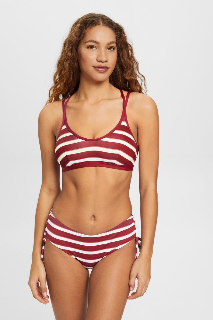 Wattiertes Bikini-Top mit Streifen und gekreuzten Trägern