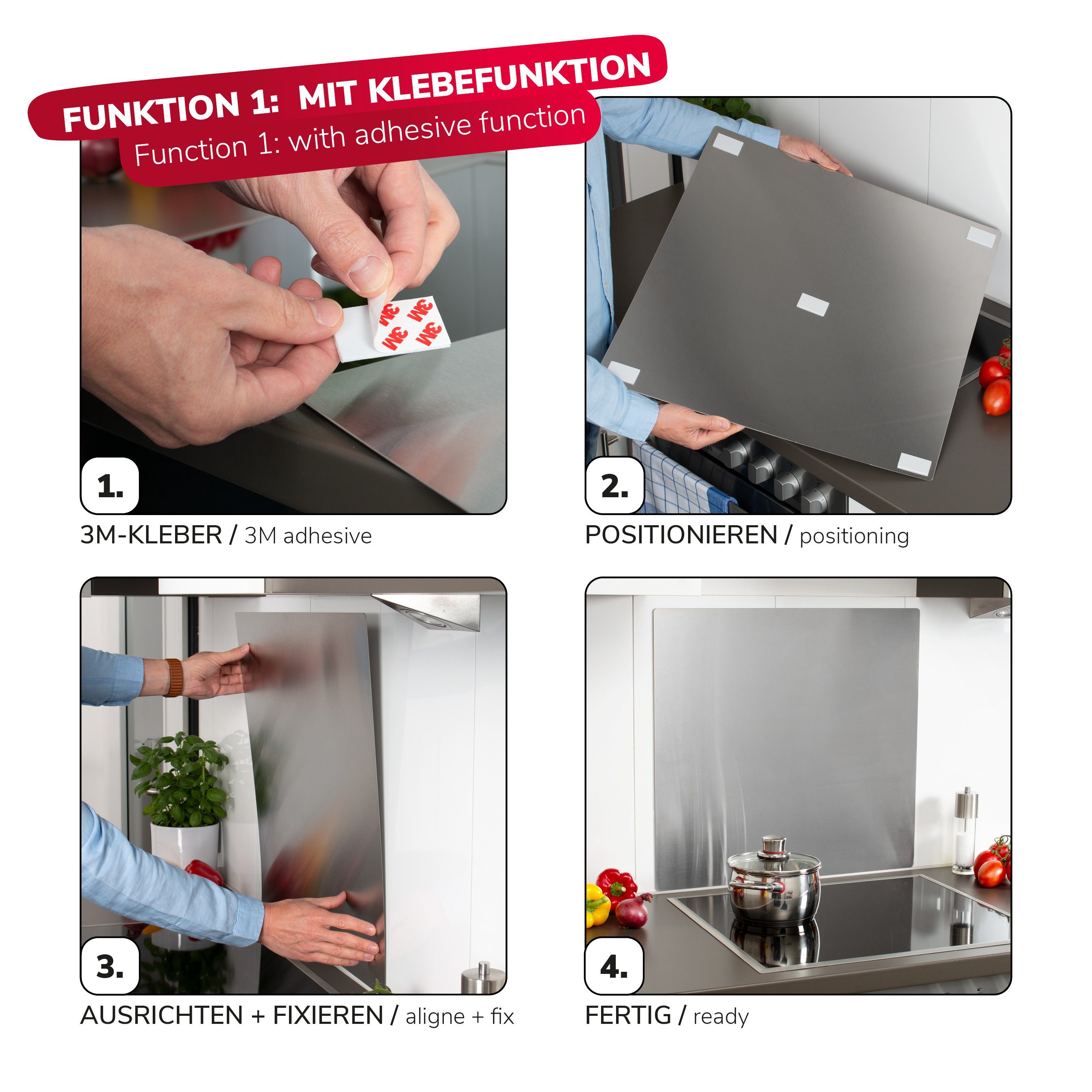 bremermann Spritzschutz bremermann Herdspritzschutz 2in1 aus Edelstahl // ca. 59 B x 56,5 H, (kein Set)