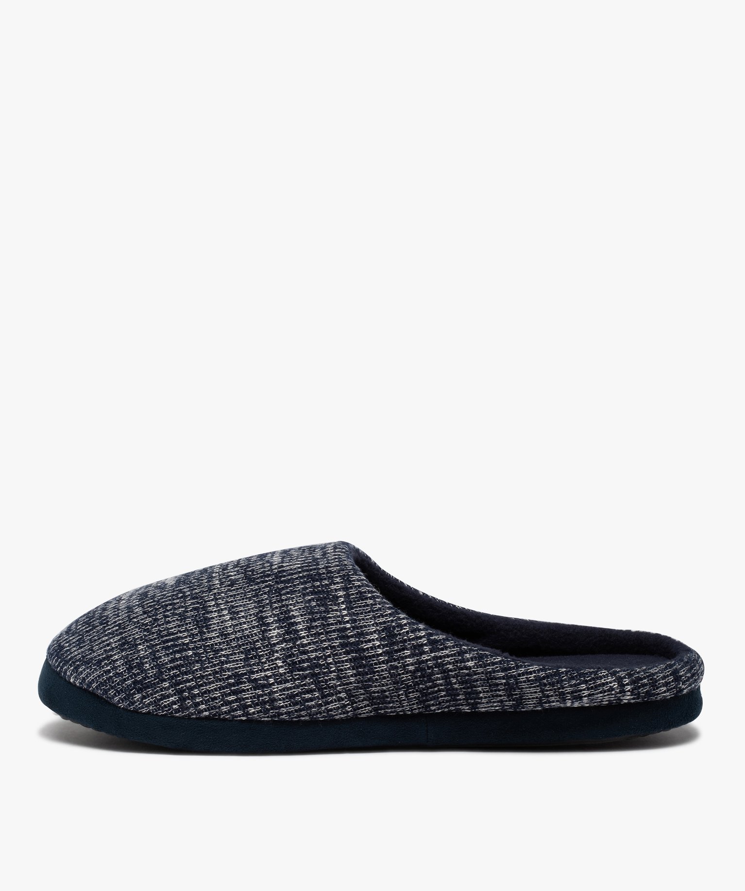 Chaussons homme mules dessus en maille chinée bleu | GEMO