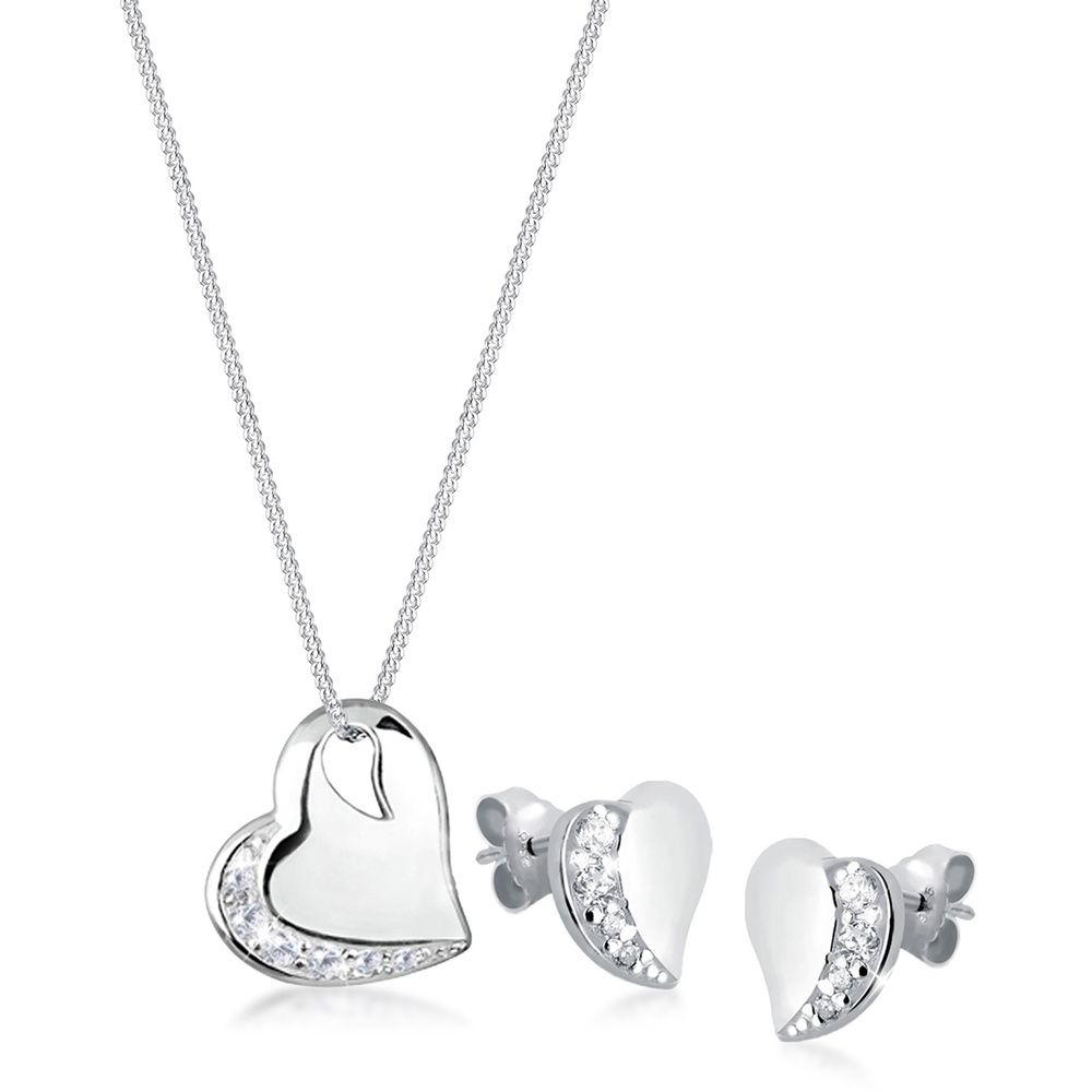 Elli Elli Ensemble de Bijoux Herz Zirkonia 925 Sterling Silber Bijoux