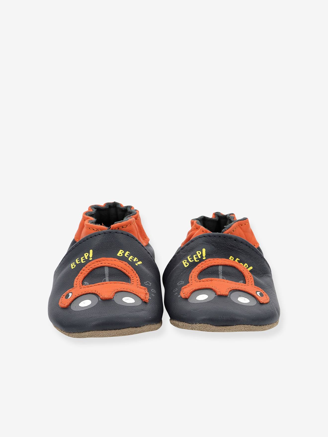 Chaussons cuir souple bébé Beep Beep ROBEEZ© marine