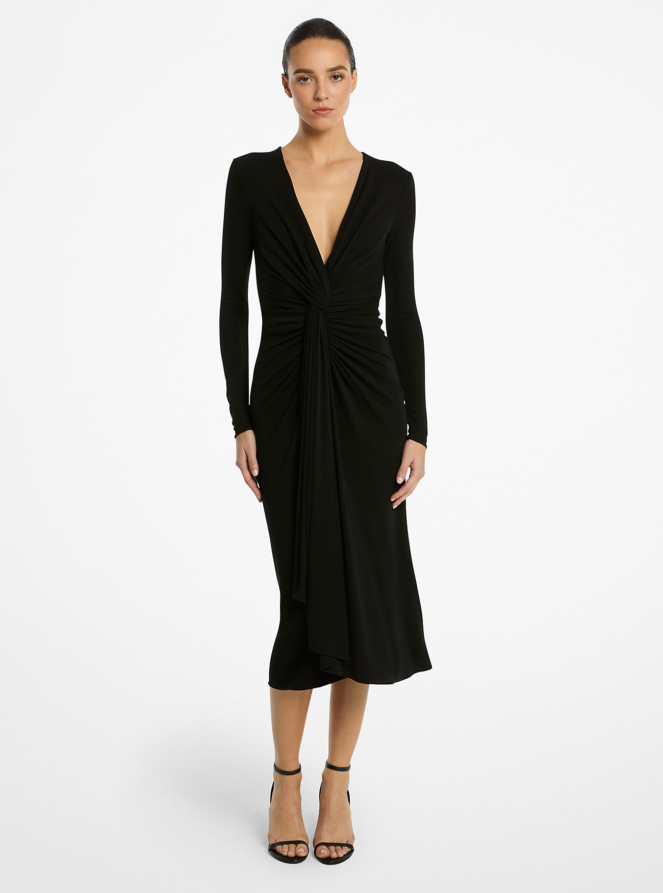 Matt Crepe Jersey Sarong-kjole - SVART