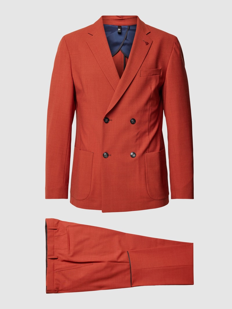 Slim Fit Anzug mit Strukturmuster in orange
