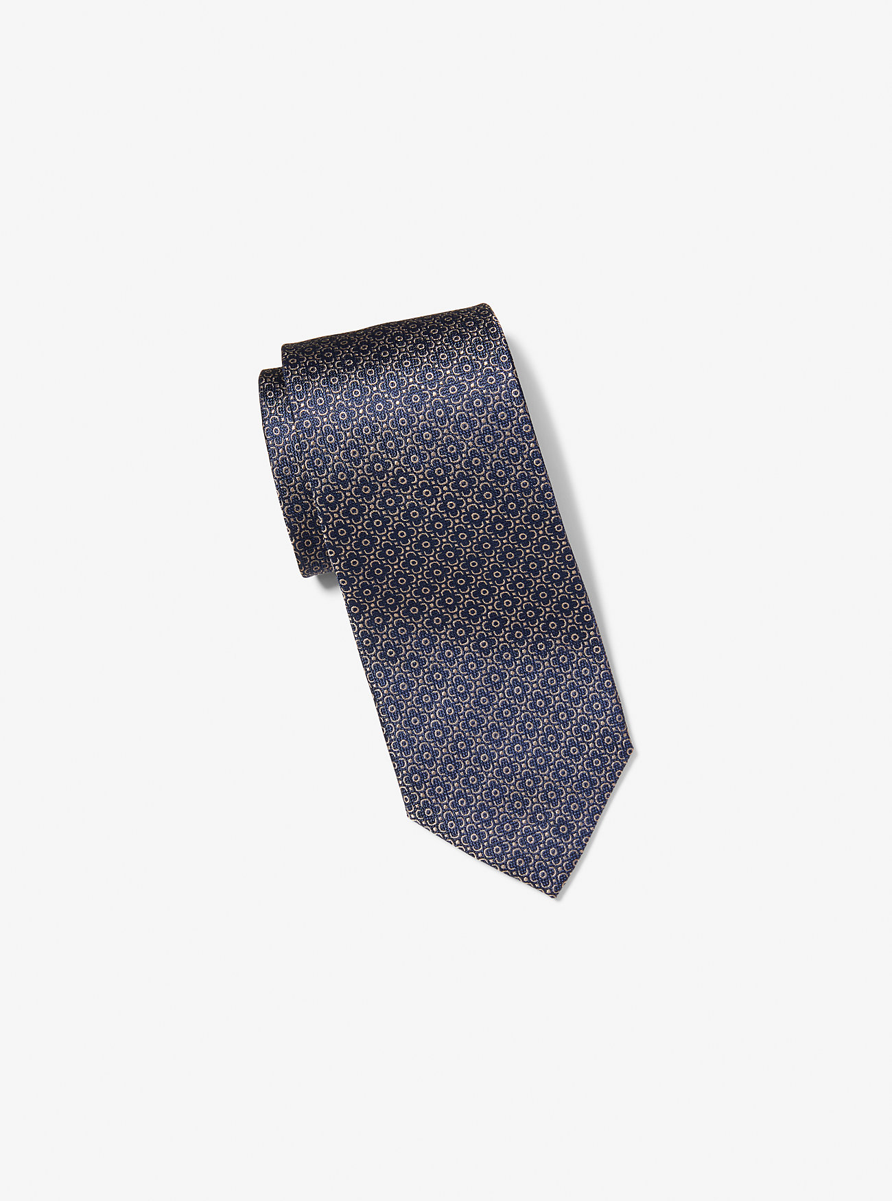 Floral Print Silk Tie - NAVY