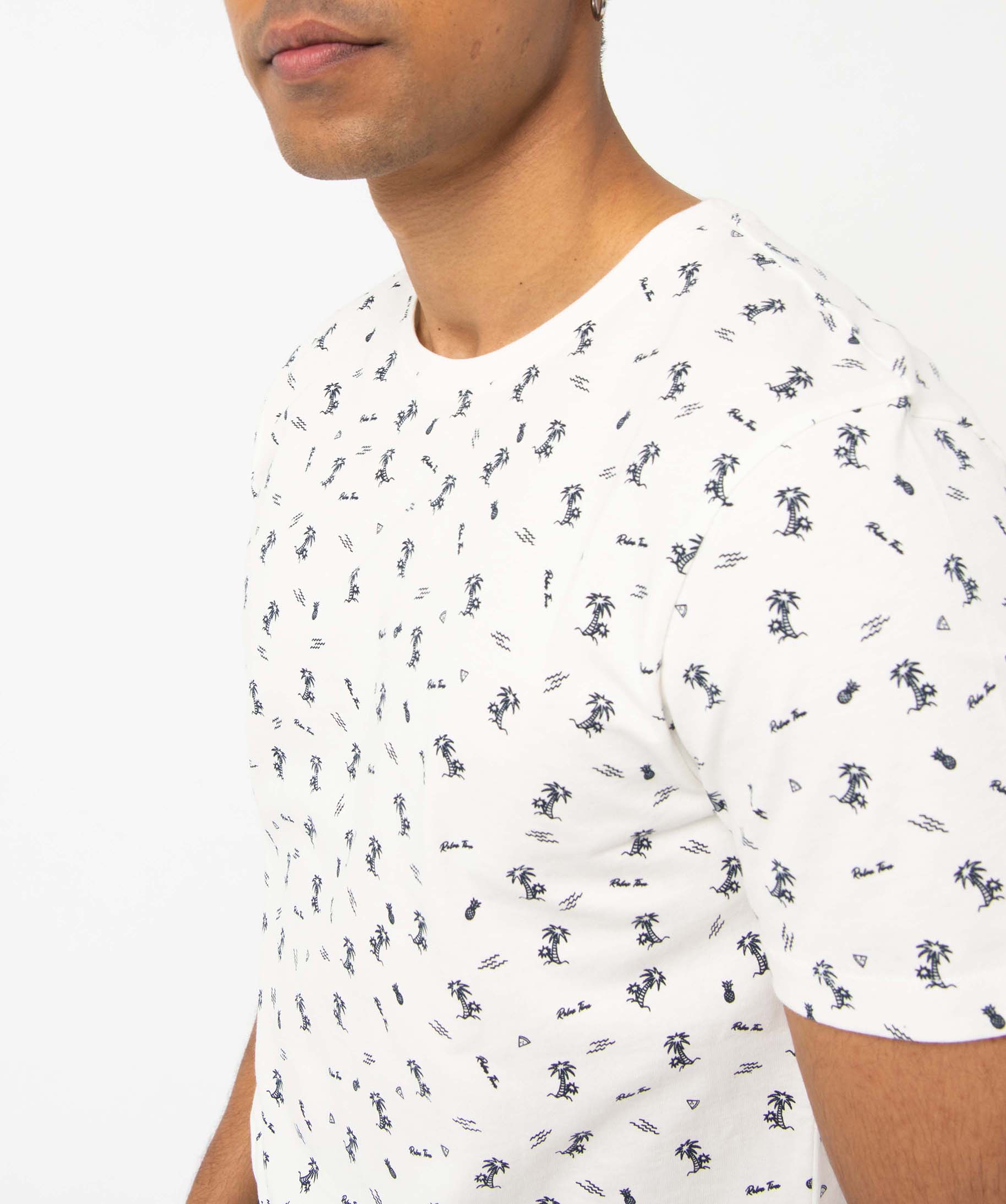 Tee-shirt homme manches courtes à micro motifs palmiers imprime | GEMO