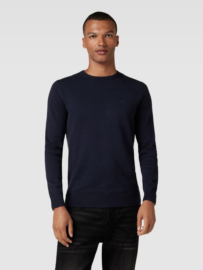 Strickpullover mit Logo-Stitching in marineblau