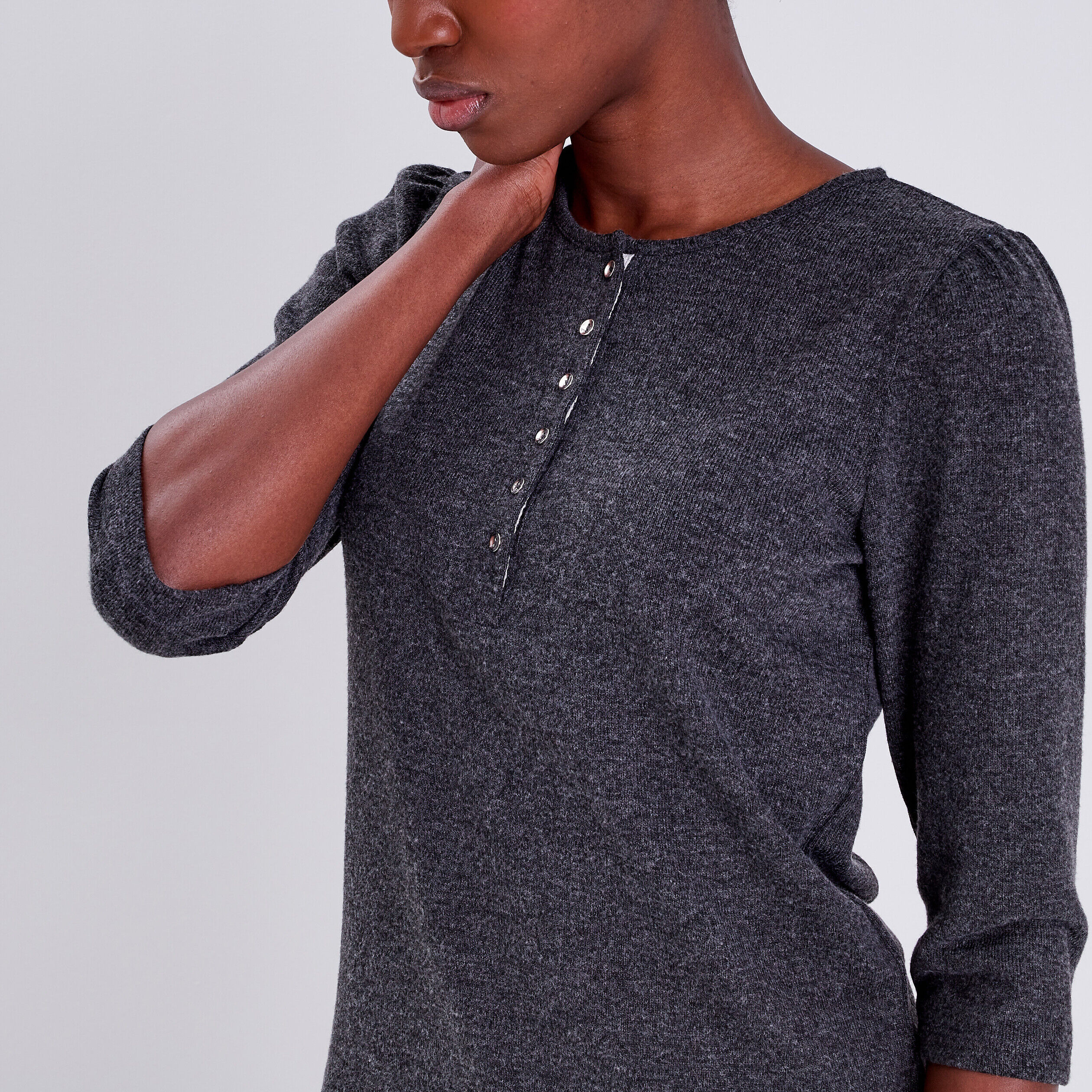 T-shirt manches 3/4 gris foncé femme | Cache Cache