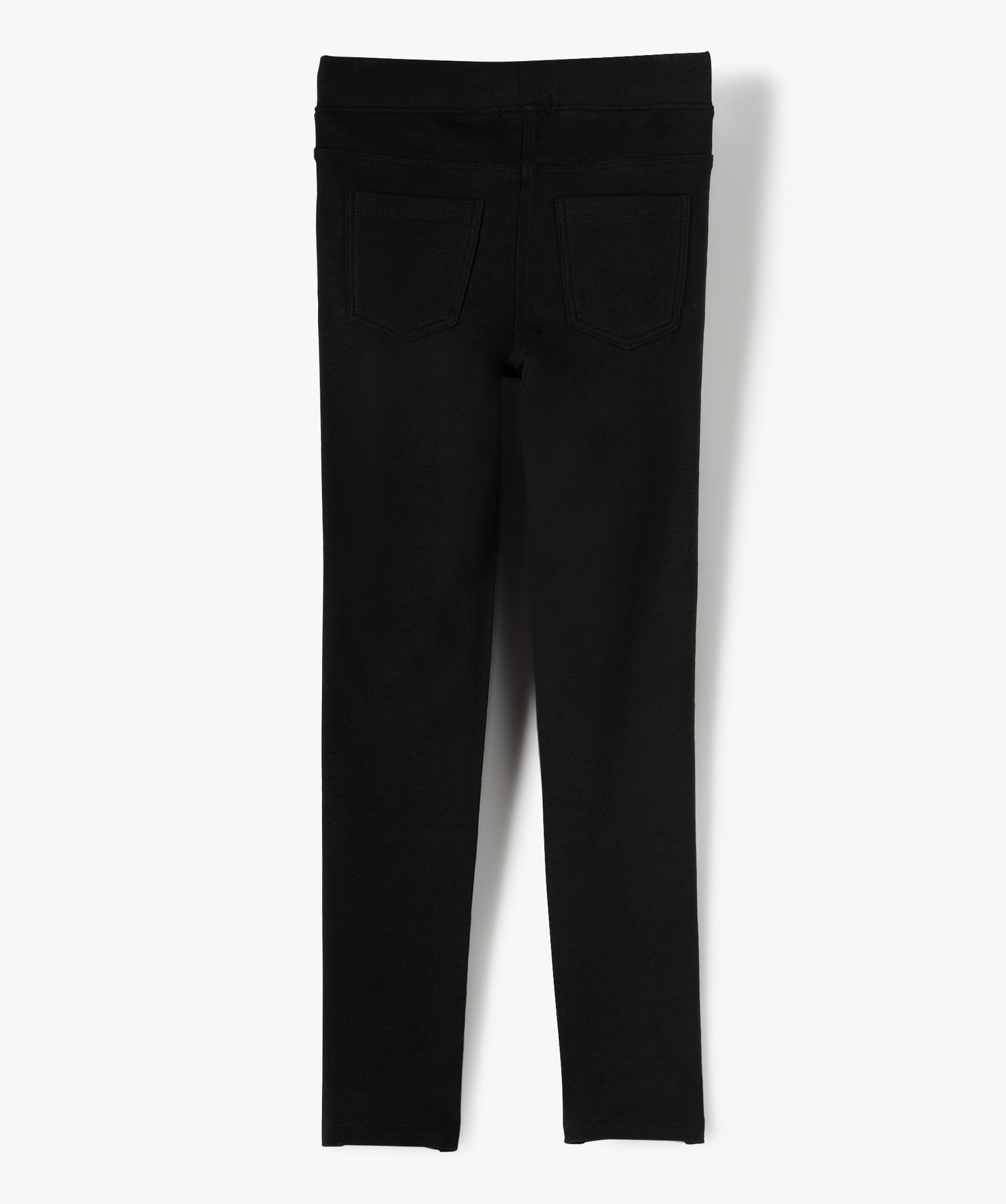 Leggings uni en coton extensible fille noir | GEMO