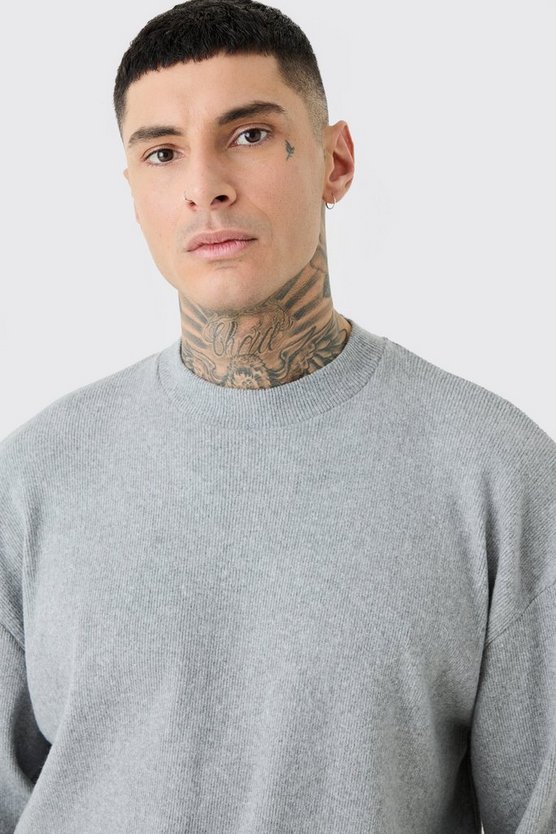 Tall geripptes Oversize Ottoman Sweatshirt