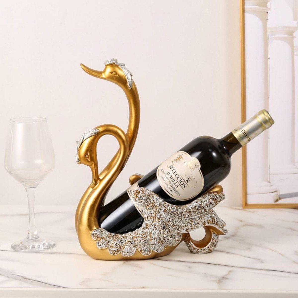 götäzer Weinregal Nordisches, leichtes, luxuriöses Weinflaschenregal mit goldenem Schwan, 1-tlg., Weinschrank-Ornamente, dekorative Desktop-Skulptur, Weinregal