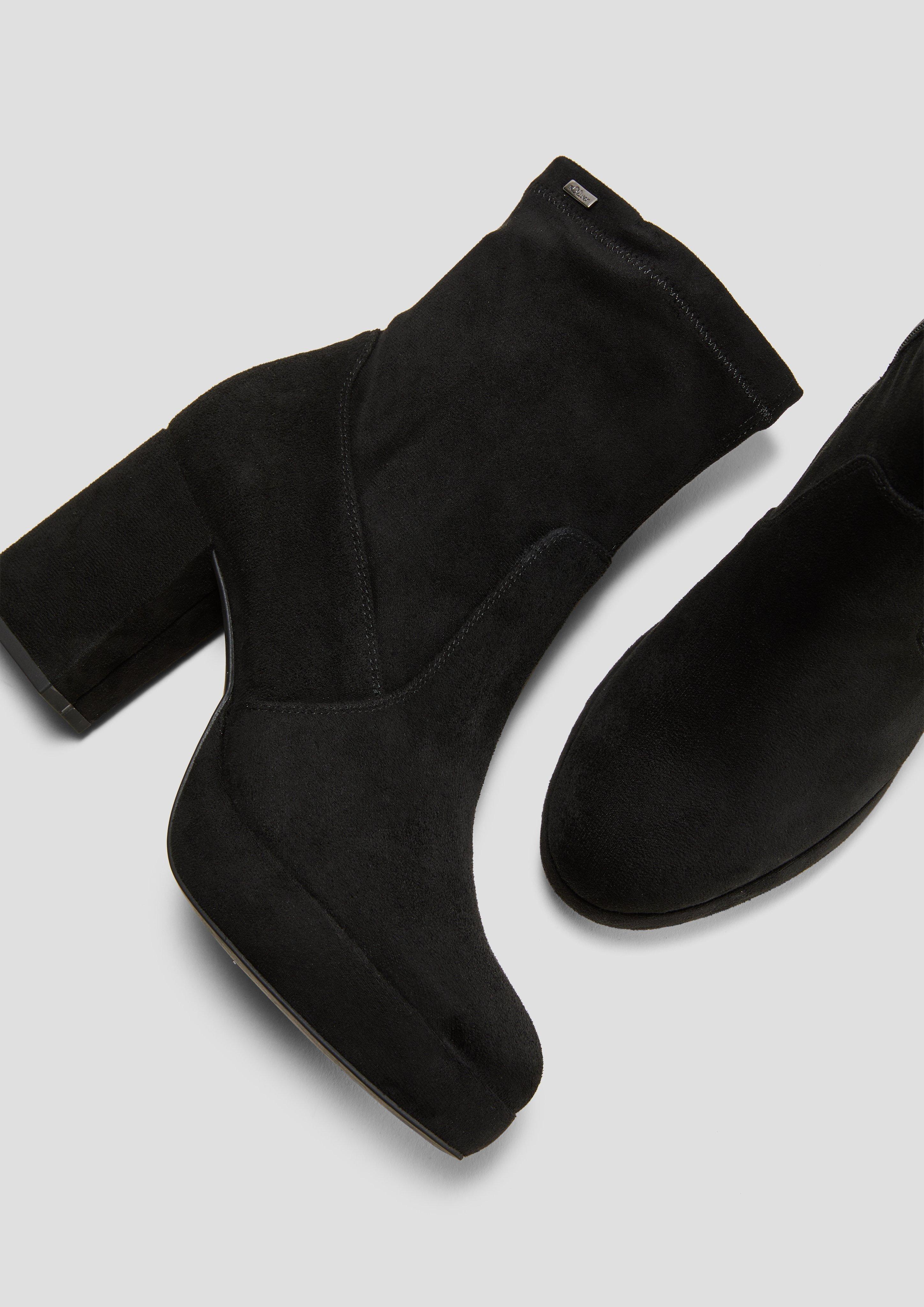 Stiefel mit Blockabsatz in Velorslederoptik  6008302-001