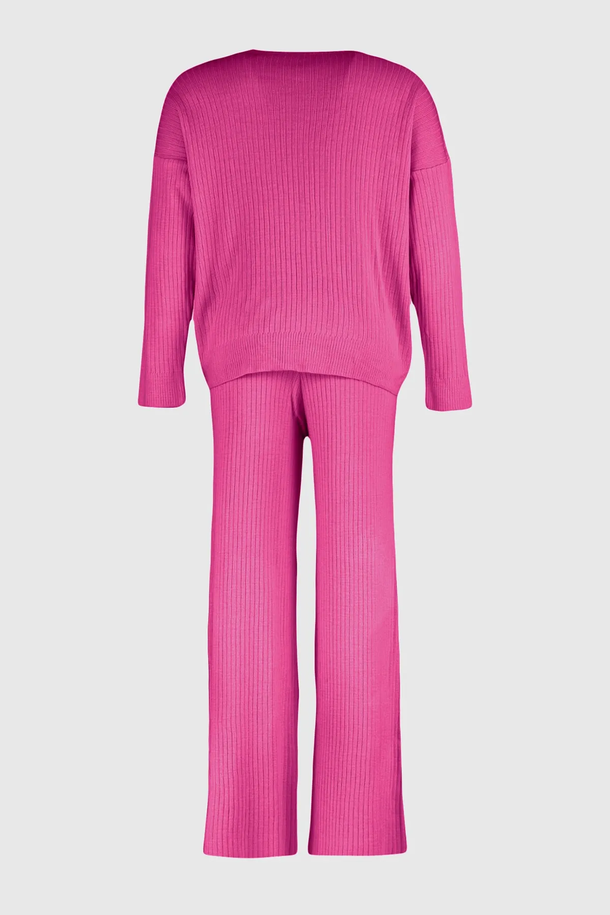 Trendyol Curve  Fuchsia - Strickpullover- und Hosen-Set mit Kordelzug und Rundhalsausschnitt TBBAW23CP00044