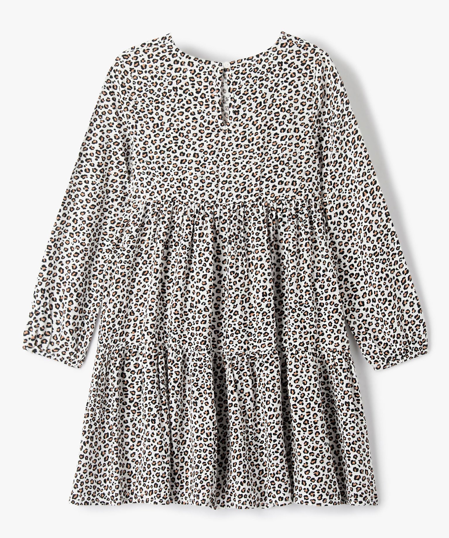 Robe à manches longues imprimée fille ecru | GEMO