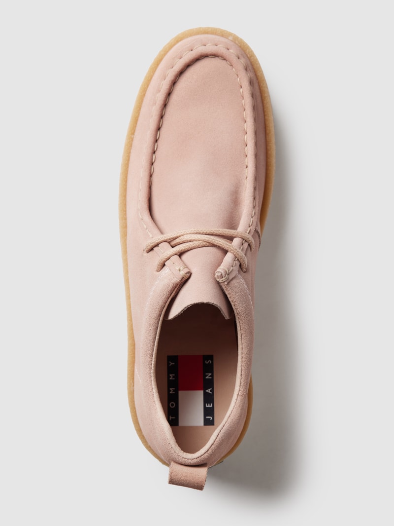 Halbschuhe aus echtem Leder mit Plateausohle in rosé