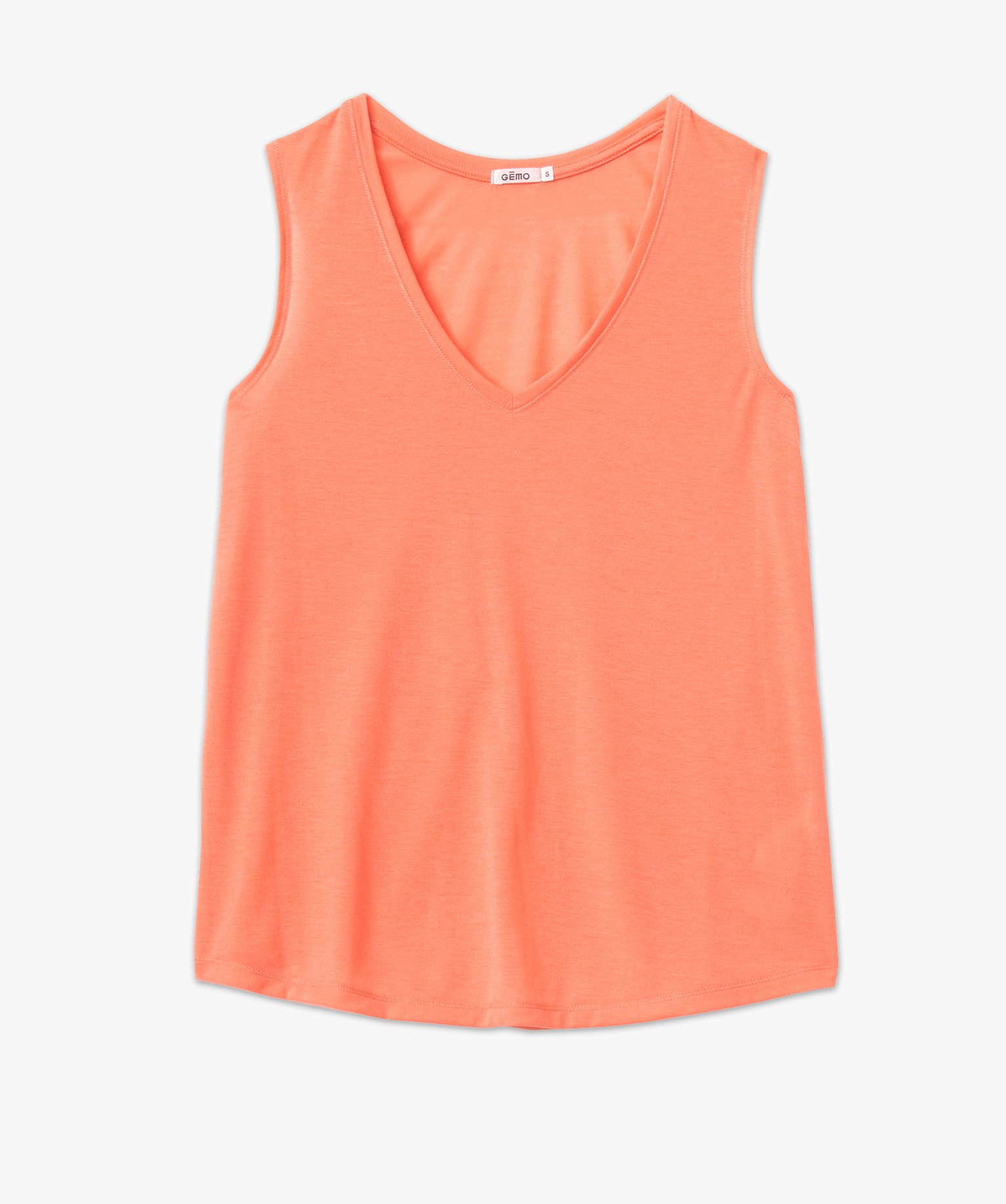Débardeur col V en maille fluide femme orange | GEMO