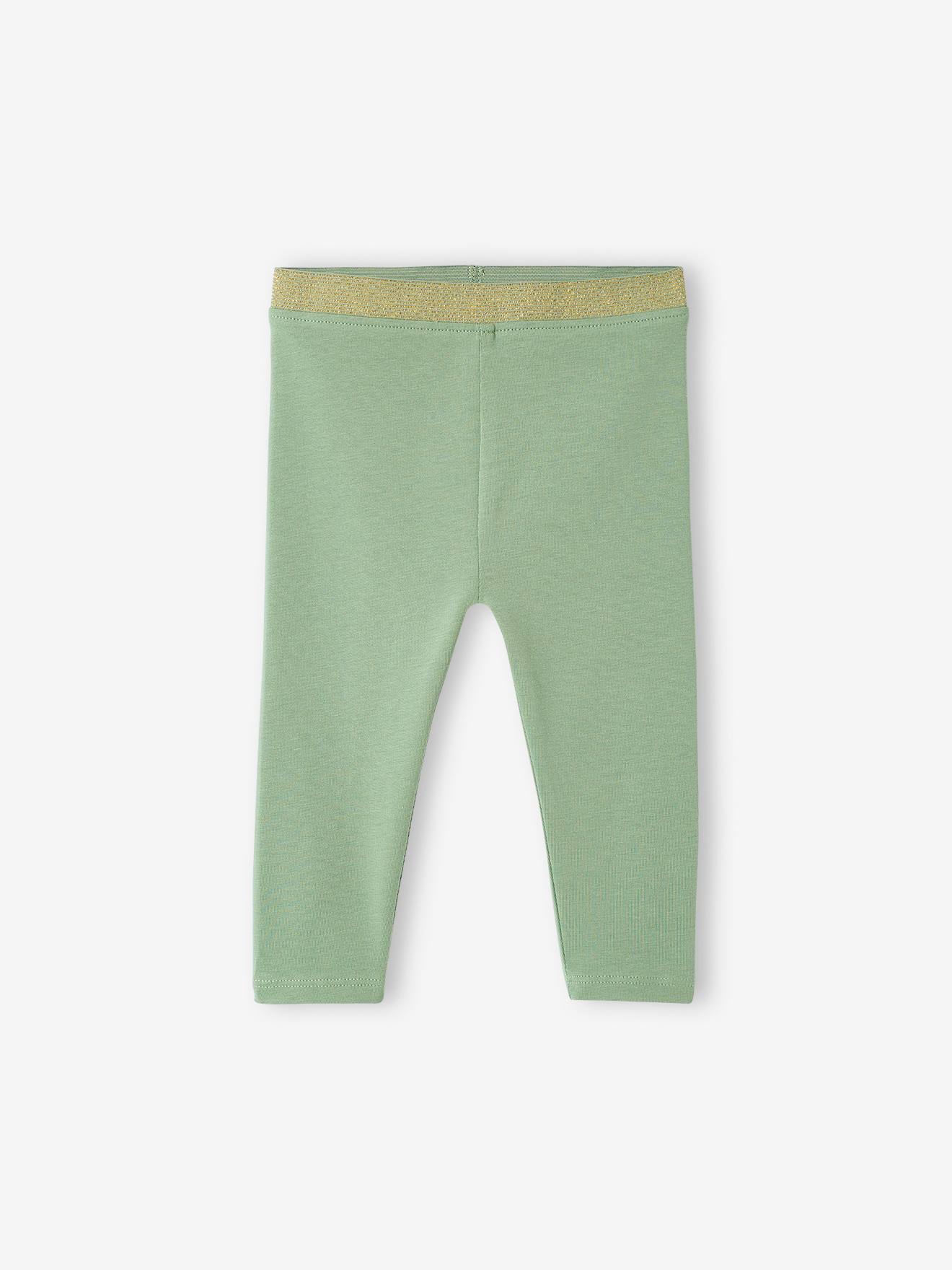 Legging bébé fille ceinture pailletée Oeko-Tex® vert de gris