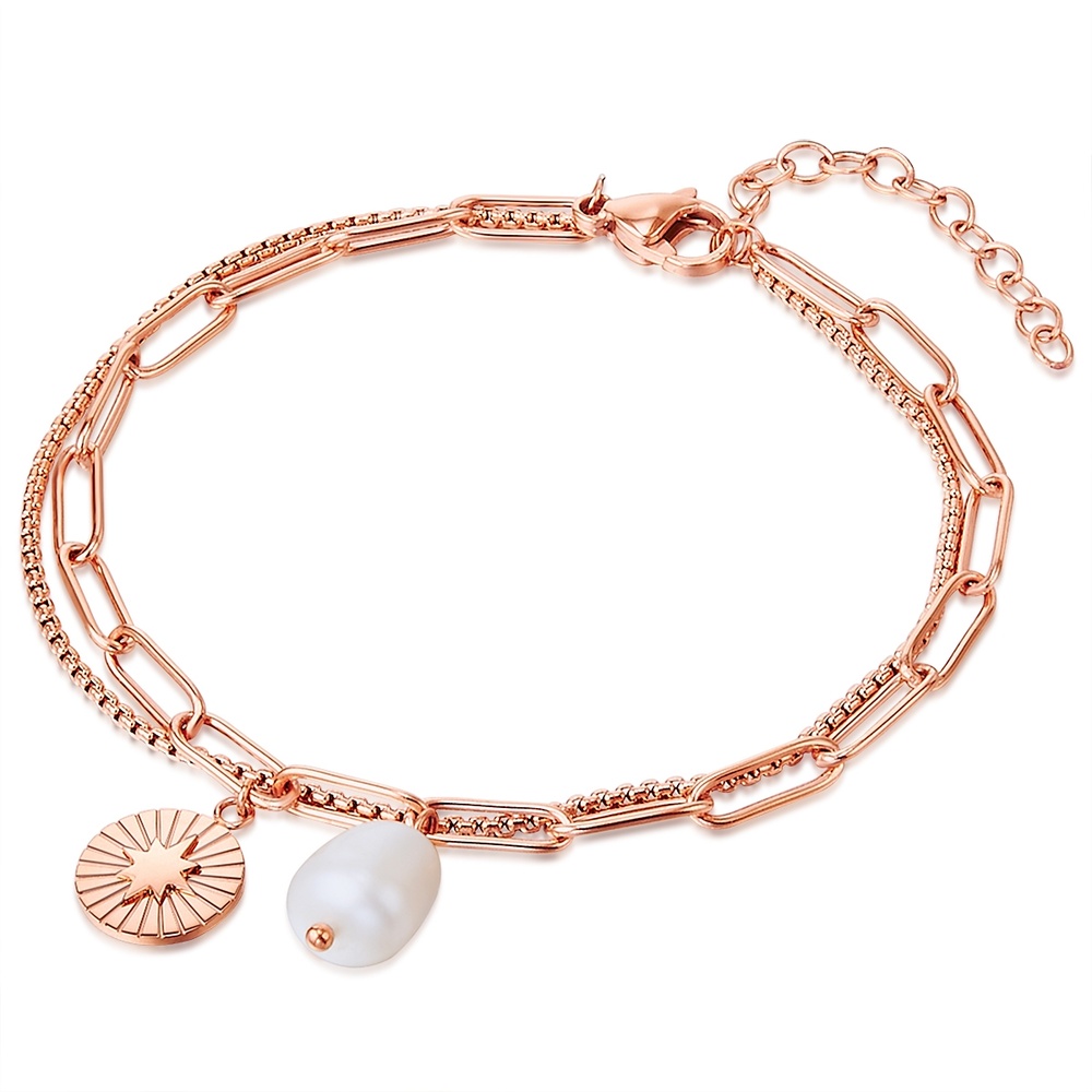 Valero Pearls Bracelet en acier inoxydable Acier inoxydable Perle de culture d'eau douce en Or  Bracelet