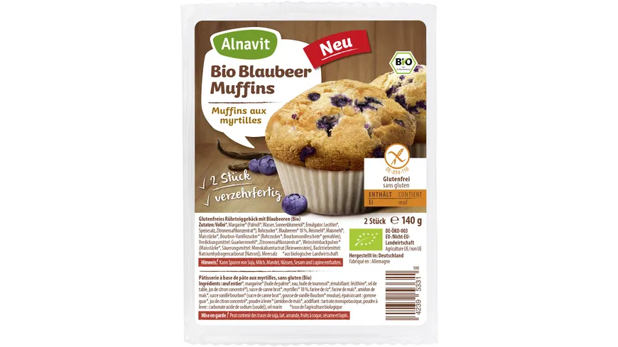 Alnavit Bio Blaubeer Muffins glutenfrei 140 g