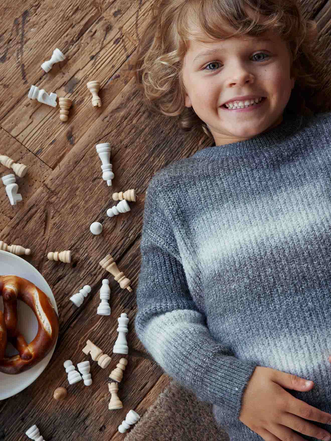 Vertbaudet Jungen Pullover mit Farbverlauf - grau meliert