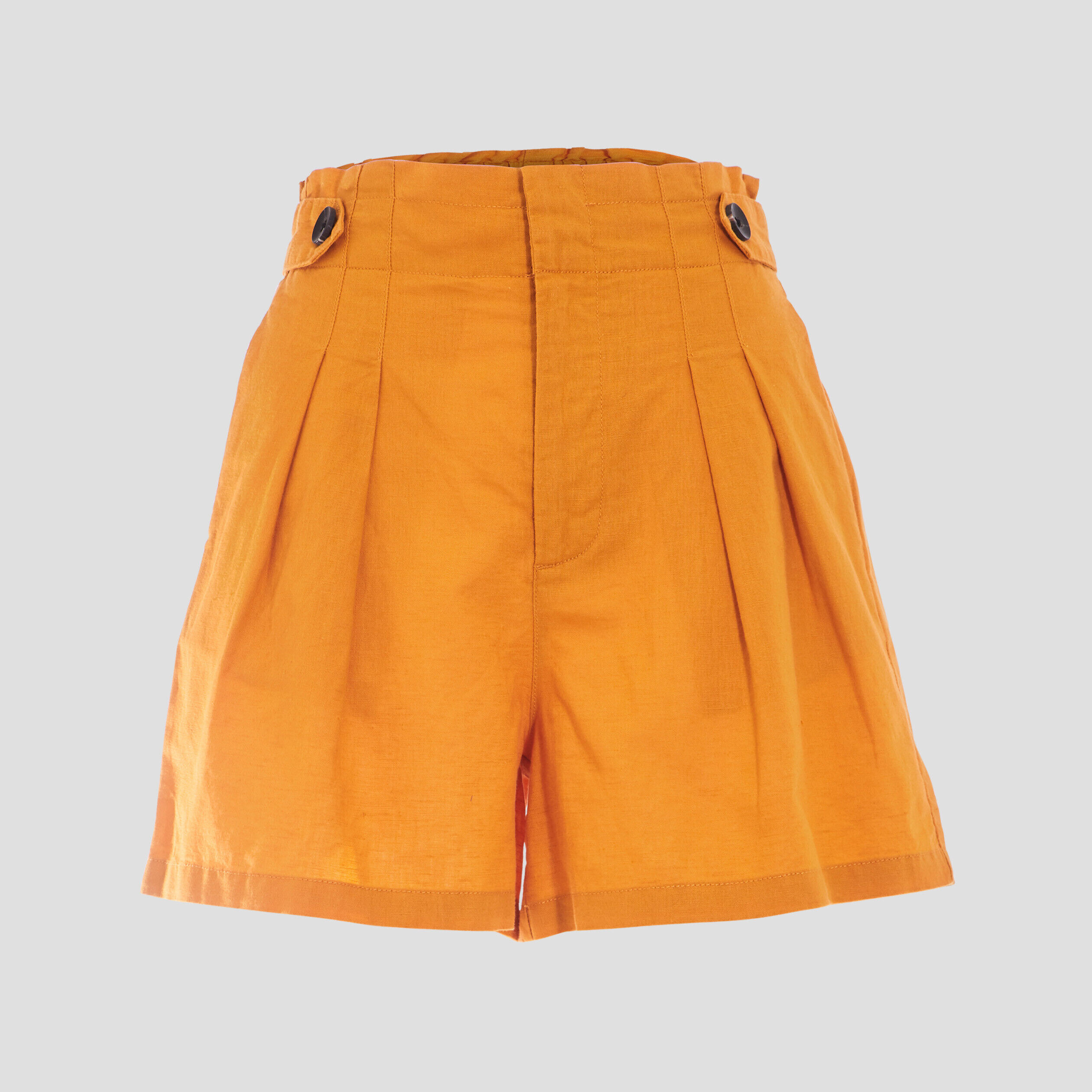 Short ample avec pinces jaune foncé femme | Cache Cache