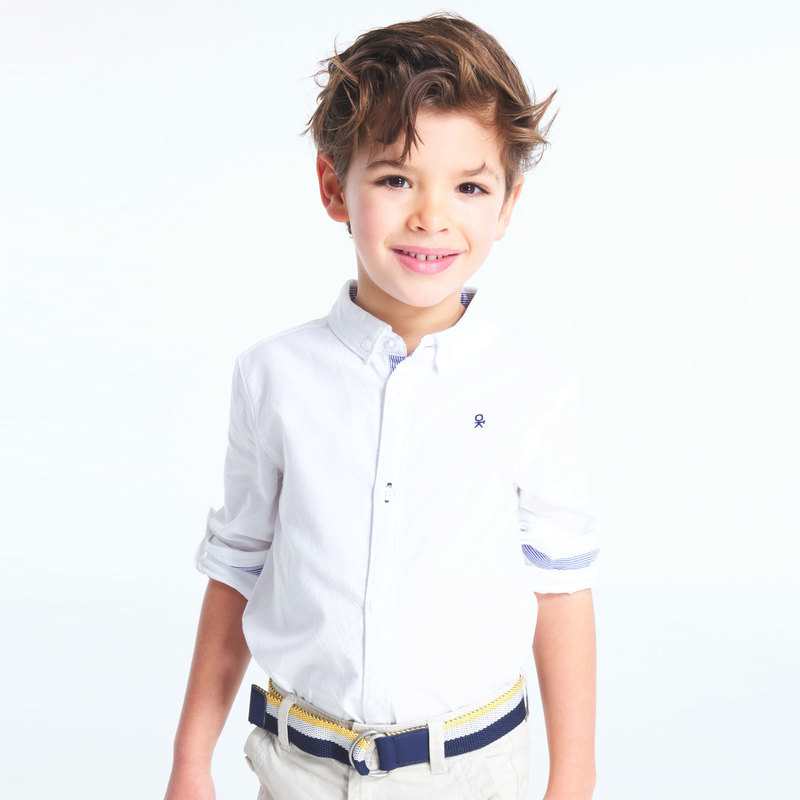 Chemise Oxford à col américain blanche garçon