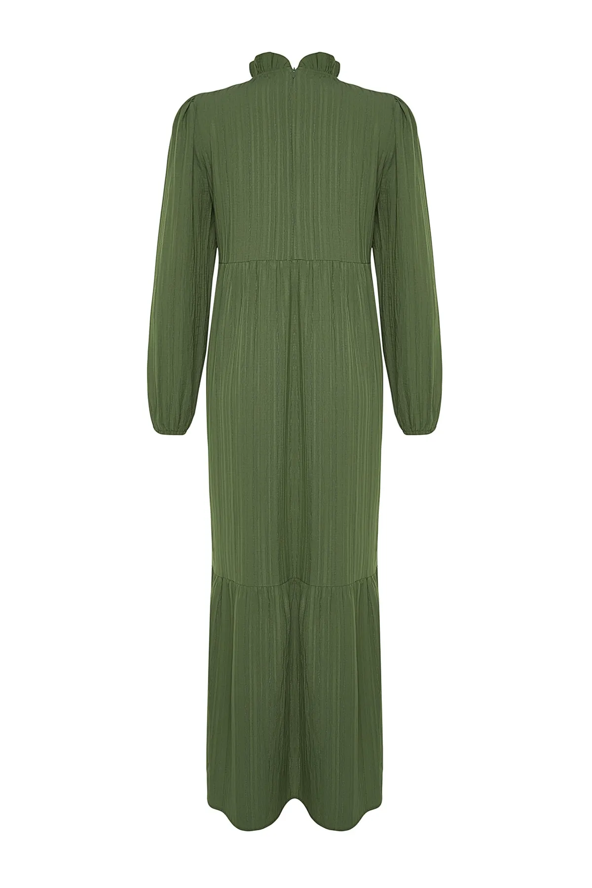 Trendyol Modest  Grünes, gewebtes Crinkle-Kleid mit Stehkragen und weiter Passform TCTSS22EB00171
