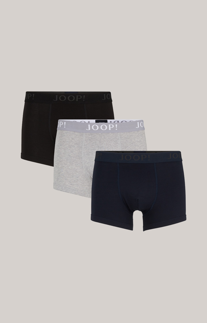 3er-Pack Fine Cotton-Stretch Boxer in Schwarz/Navy/Grau meliert