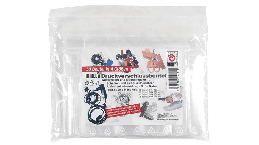 Druckverschlussbeutel-Set 4 Grössen 50 Stück transparent