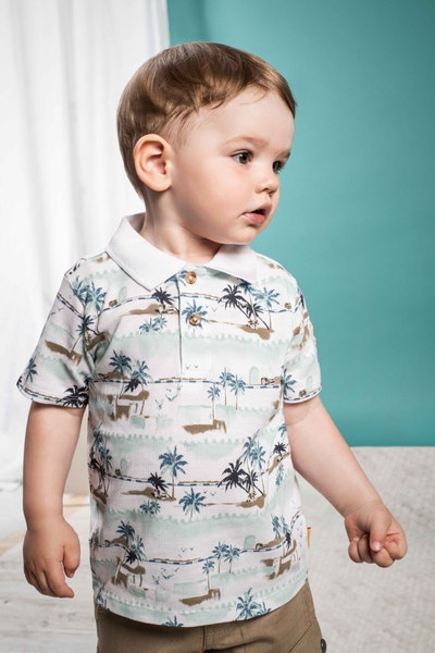 Poloshirt kurzarm, weiß für Jungs