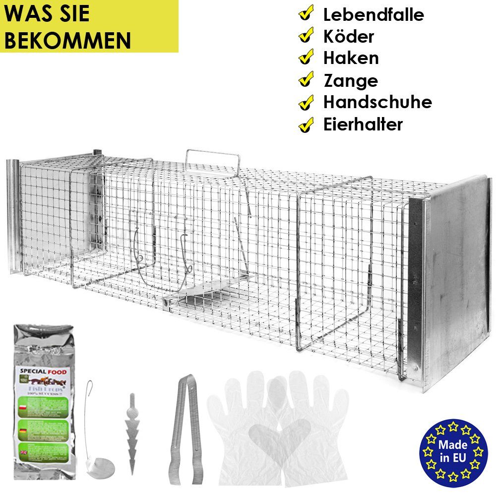 Petigi Köderbox Marderfalle Tierfalle Fuchsfalle Katze Lebendfalle Waschbär 120x31x29