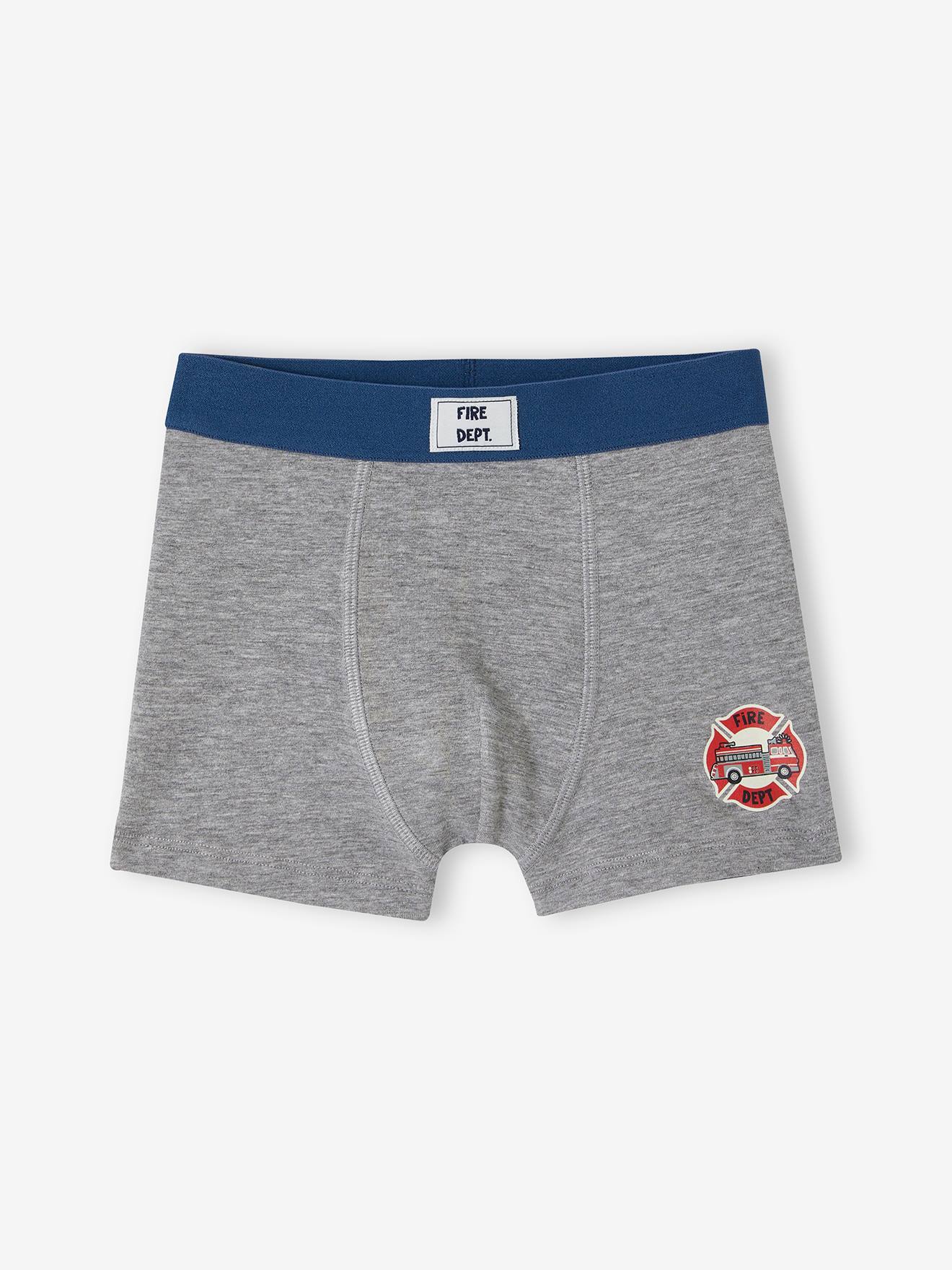 Vertbaudet 5er-Pack Jungen Boxershorts mit Bio-Baumwolle, Feuerwehr - aquamarine