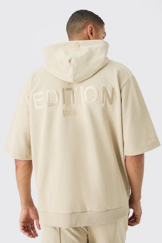 Kurzärmliger Oversize Hoodie mit Edition-Print