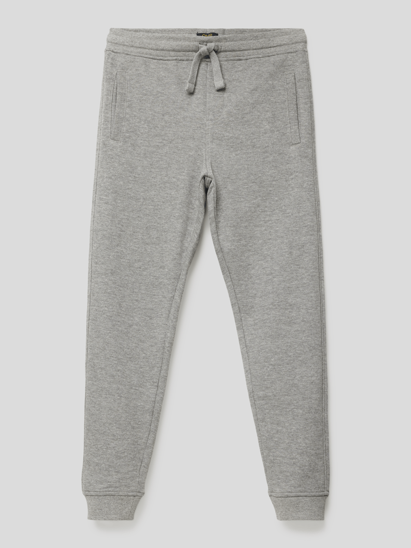 Sweatpants mit seitlichen Eingrifftaschen in mittelgrau meliert