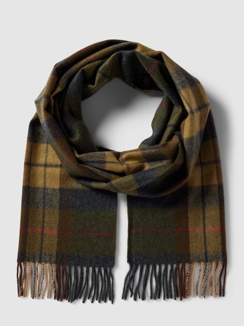 Schal aus Kaschmir mit Tartan-Karo Modell 'BARBOUR' in olivgrün