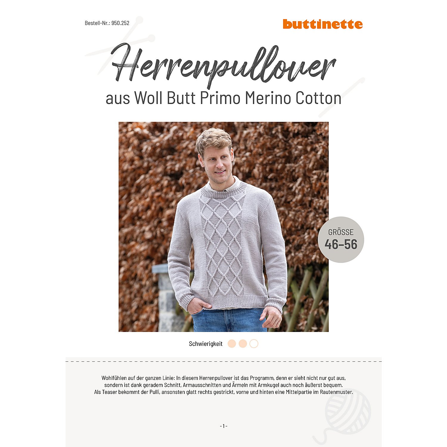 Strickanleitung – Herrenpullover aus Woll Butt Primo Merino Cotton