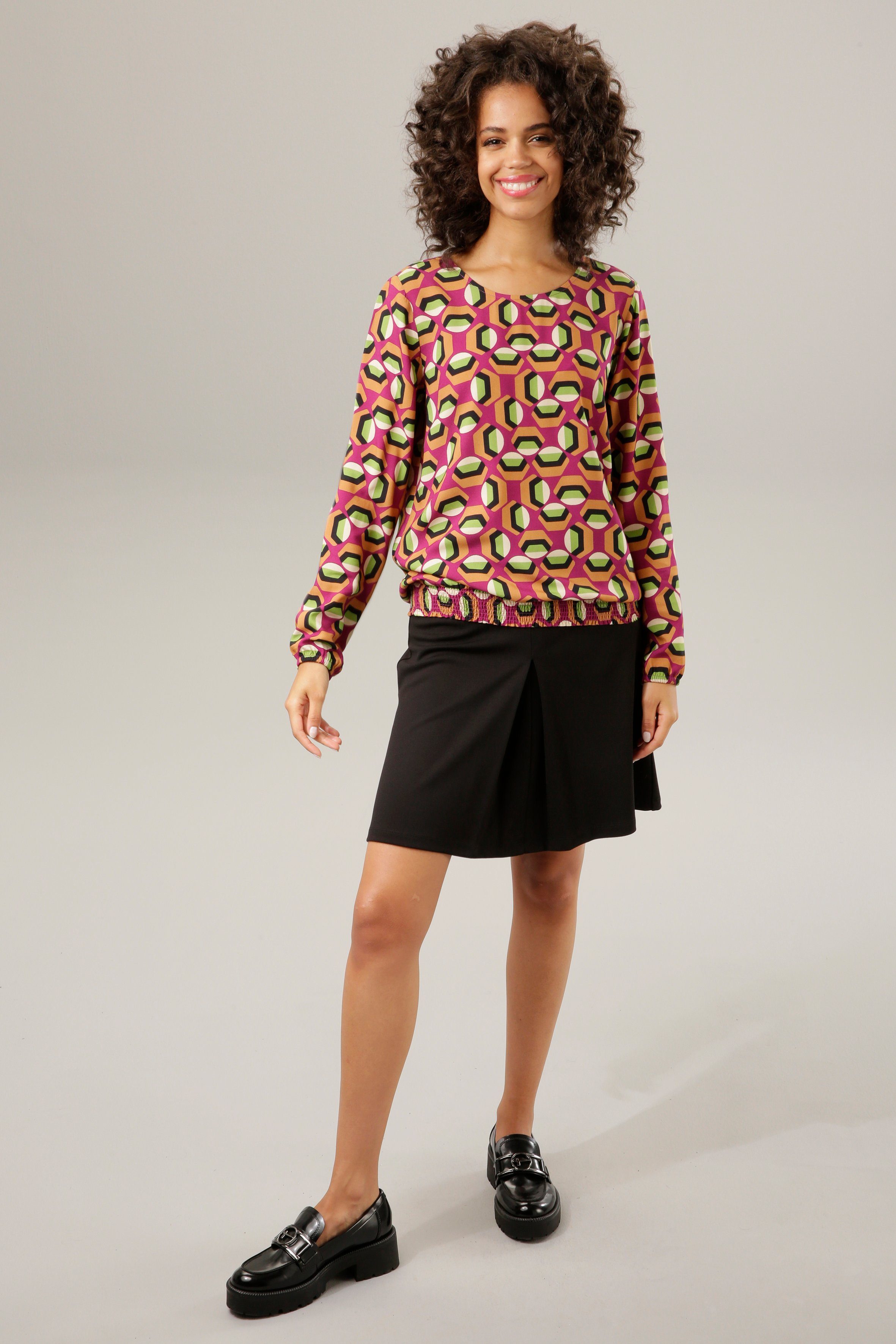 Aniston CASUAL Schlupfbluse mit farbenfrohem Retro-Druck