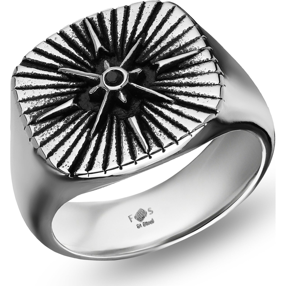 FAVS Bague pour hommes Acier inoxydable argent Bague