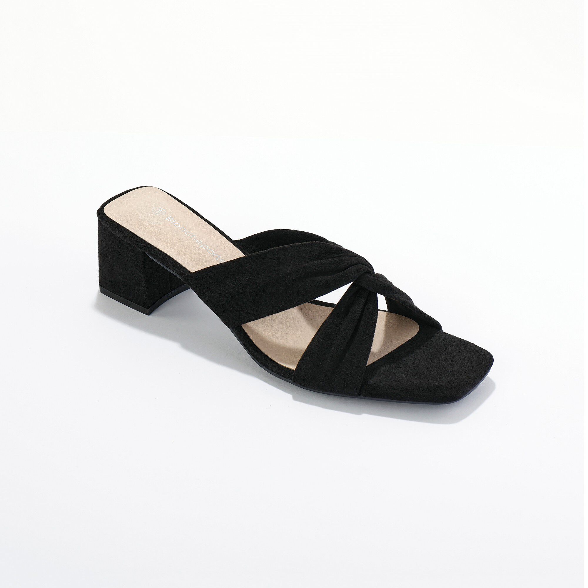 Mules à talon drapées
